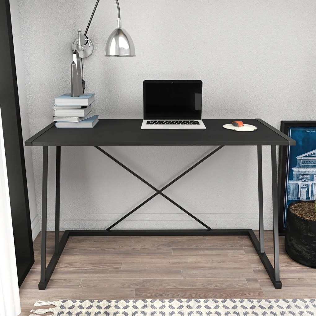 Secretária para Estudo Adelaide – Preto Antracite – 114x60x75 cm