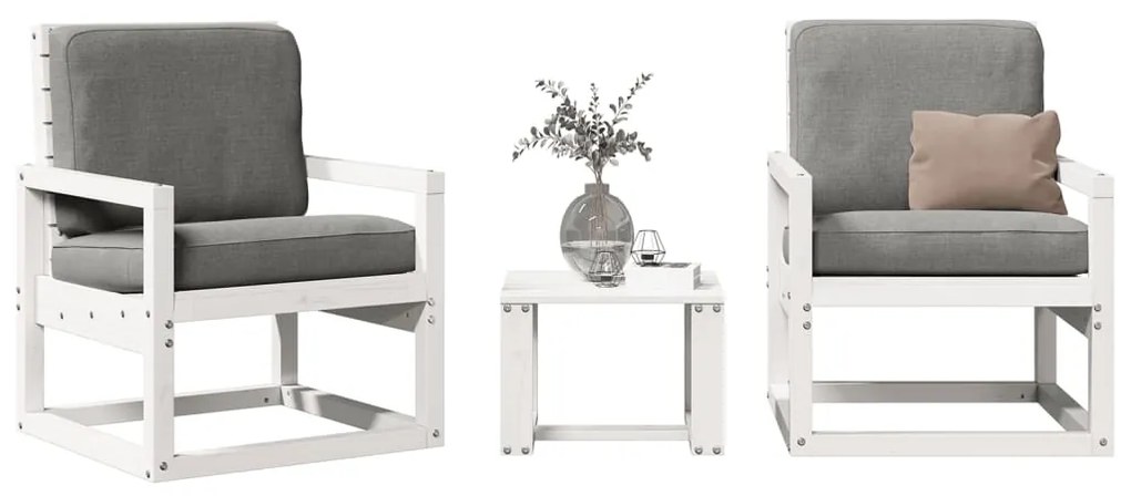 Conjunto de Jardim - 2 Poltronas e 1 Mesa - Madeira de Pinho Maciça Br