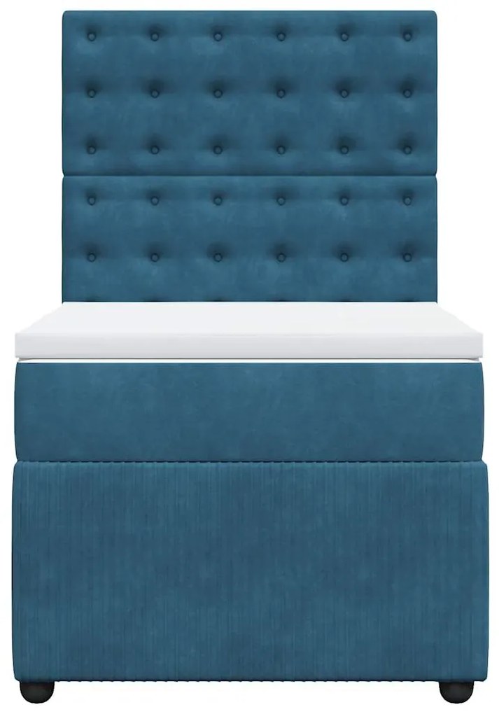 Cama boxspring com colchão 90x190 cm veludo azul