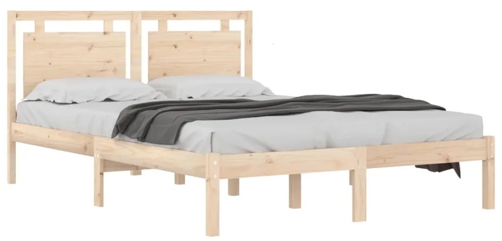 Estrutura de cama dupla 135x190 cm madeira maciça