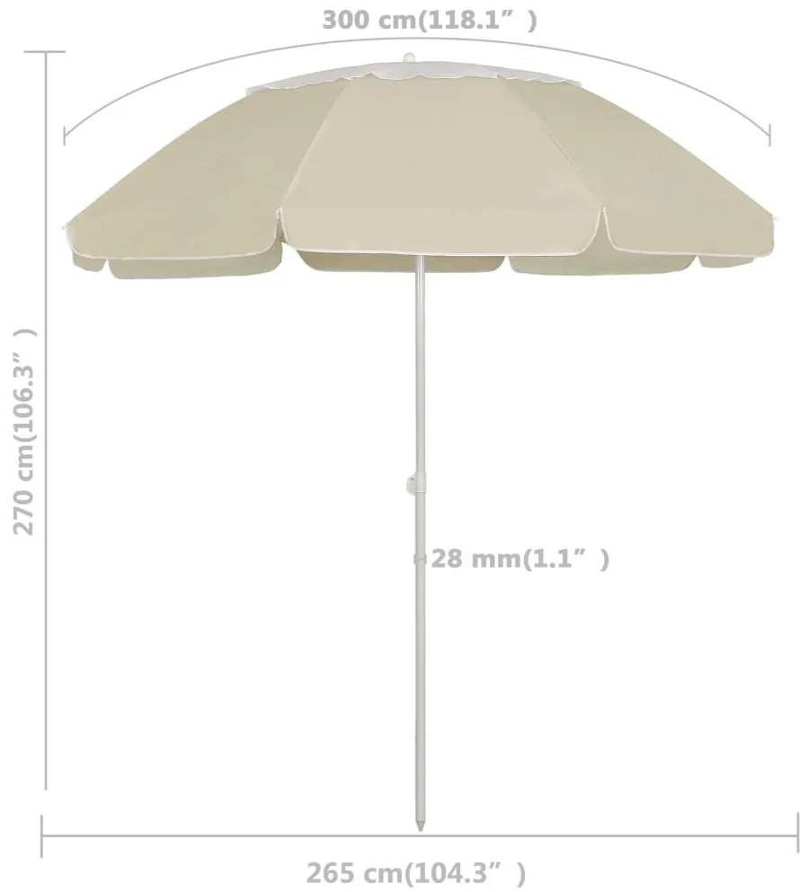 Guarda-sol de praia 300 cm amarelo areia