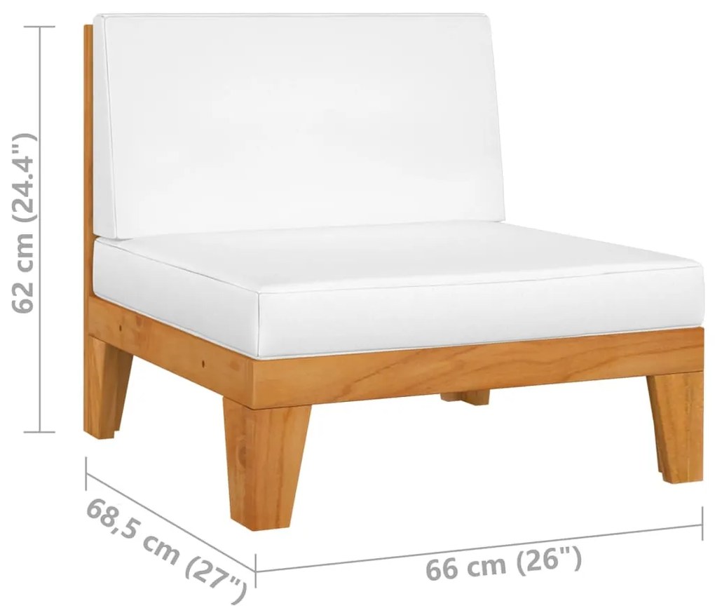 6 pcs conjunto lounge de jardim c/ almofadões acácia maciça