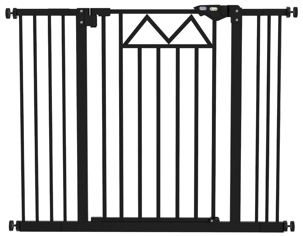 PawHut Barreira de Segurança Extensível para Animais de Estimação com Fecho Automático e Sistema de Duplo Bloqueio 74-100x76 cm Preto