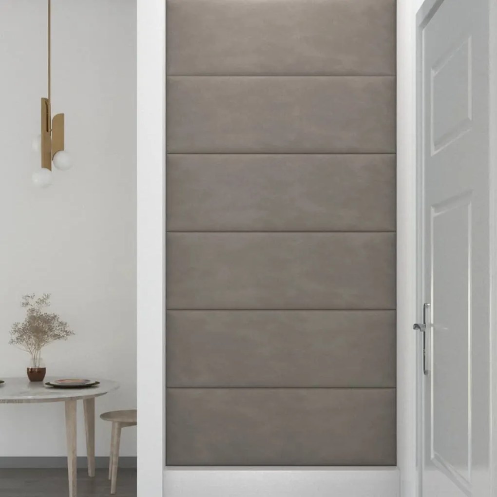 Painel de parede 12 pcs 90x30 cm veludo 3,24 m² cinza-claro