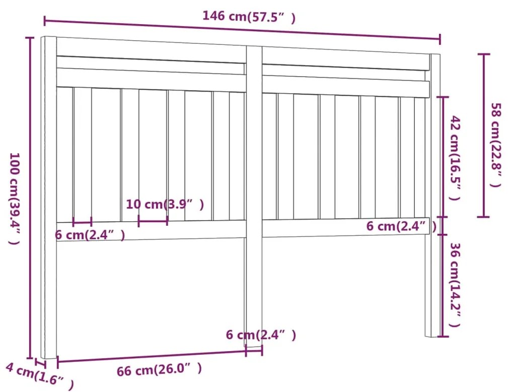 Cabeceira de cama 146x4x100 cm pinho maciço cinzento