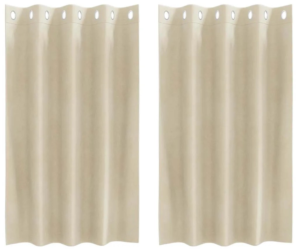 Cortinas Blackout vidaXL com Ilhós 2 pcs Creme Veludo