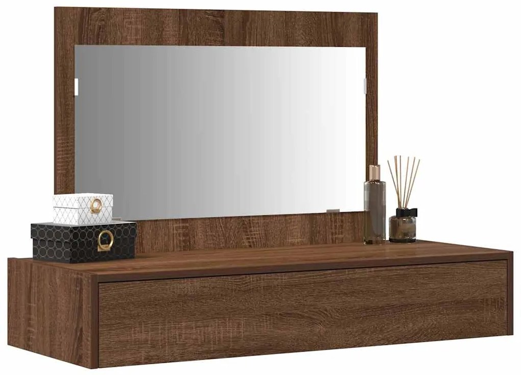 Mesa de Maquilhagem Suspensa Carvalho Castanho 100x40x70 cm