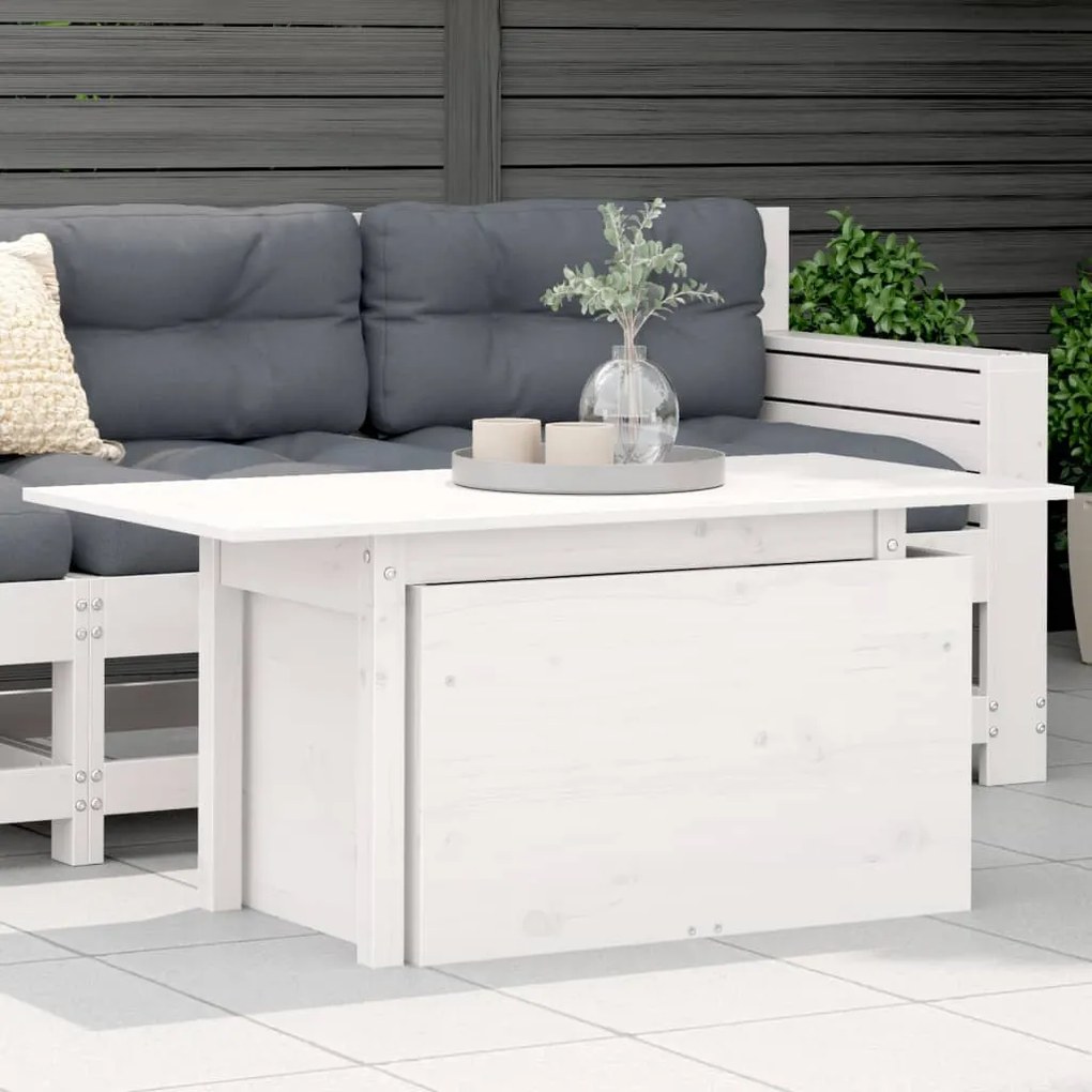 vidaXL Mesa de jardim 100x50x75 cm madeira de pinho maciça branco