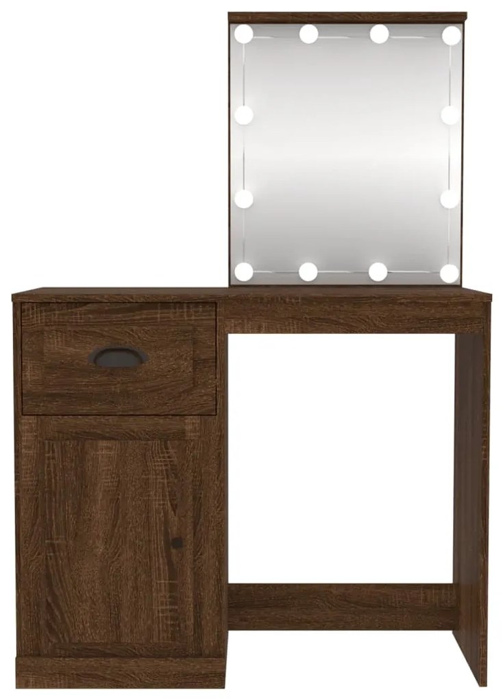 Toucador c/ LEDs 90x50x132,5cm deriv. madeira carvalho castanho