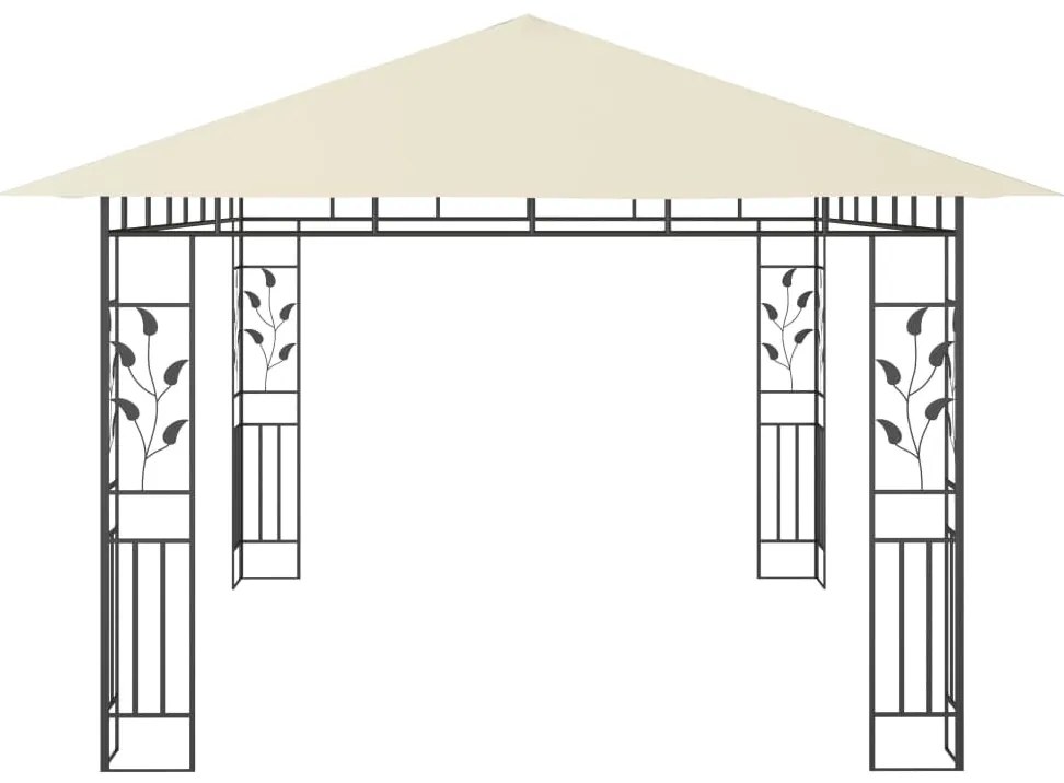 Gazebo c/ mosquiteiro e cordões luzes LED 4x3x2,73m creme