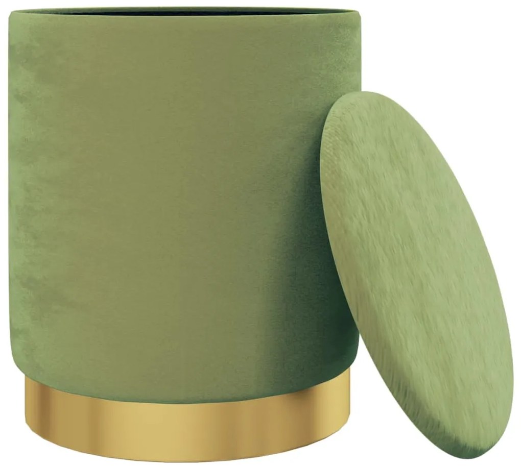 Banqueta com arrumação redonda veludo 31 x 37 cm cor mostarda