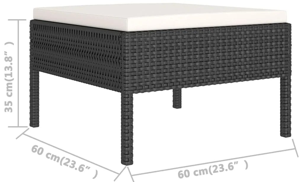 6 pcs conjunto lounge de jardim c/ almofadões vime PE preto