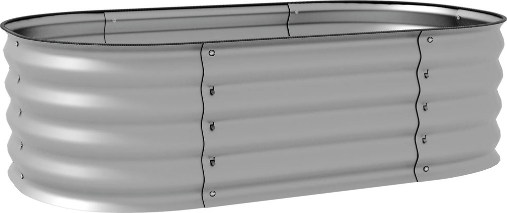 Outsunny Canteiro para plantas canteiro modular elevado, resistente às intempéries, fundo aberto,  105 x 62 x 30 cm, Prata | Aosom Portugal
