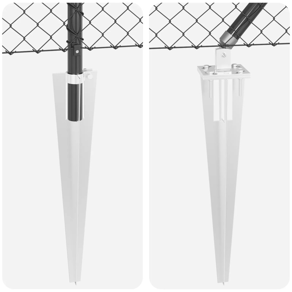 Cerca de Cadeia com 7 Postes de Espeto 1.4x10 m Aço Galvanizado