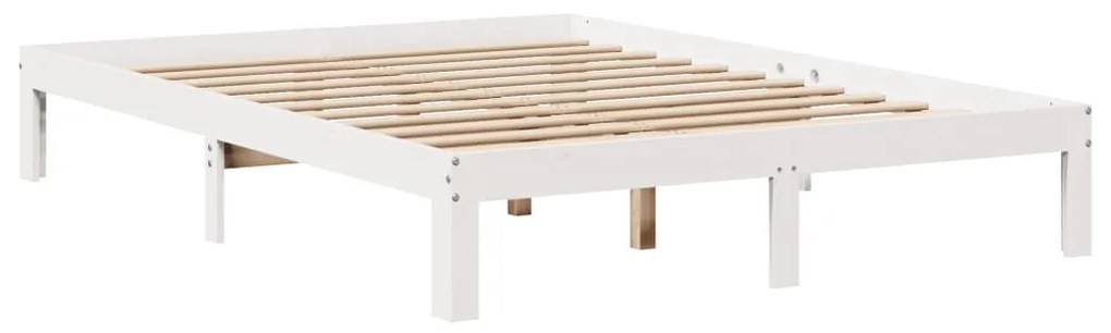 Cama com estante sem colchão 140x190 cm pinho maciço branco