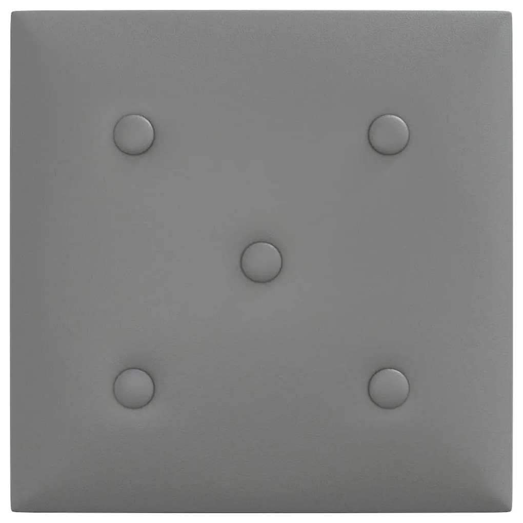 Painel parede 12 pcs 30x30cm couro artificial 1,08 m² cinza
