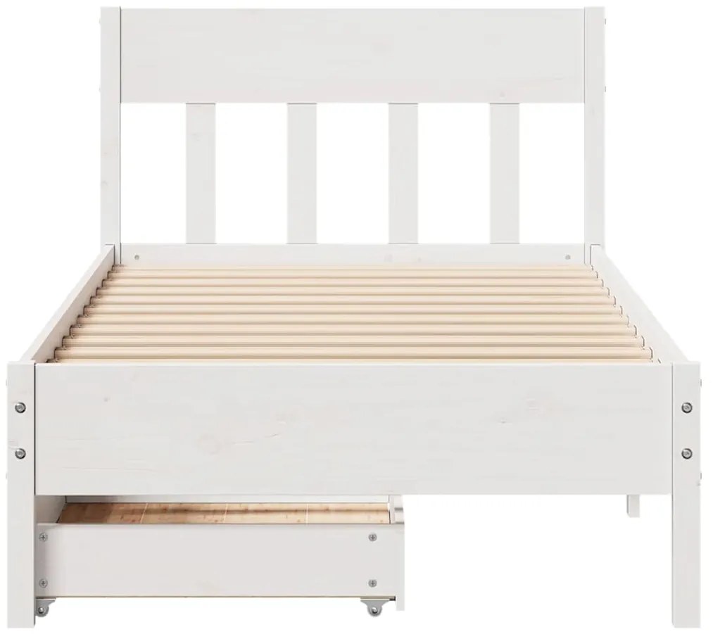 Cama sem colchão 90x190 cm madeira de pinho maciça branco