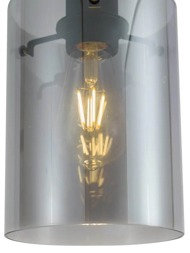 Foco moderno preto com vidro fumado para sistema de calha monofásico - Iconic Dome