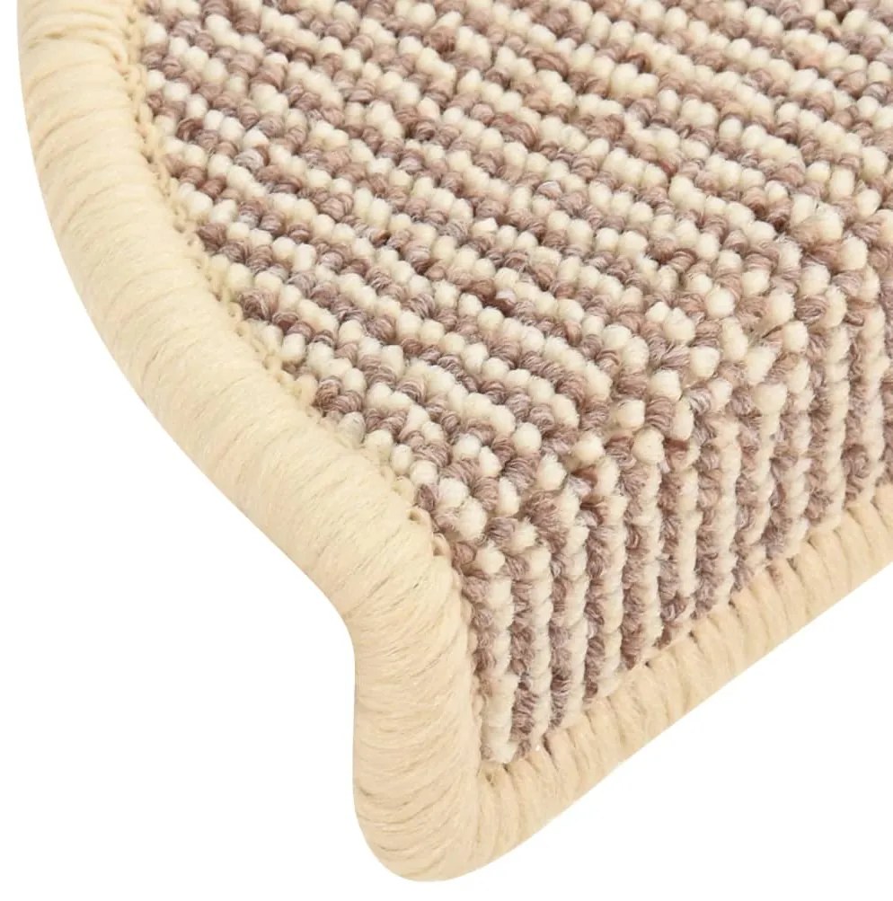 Tapete/carpete para degraus 15 pcs 65x21x4 cm branco e castanho