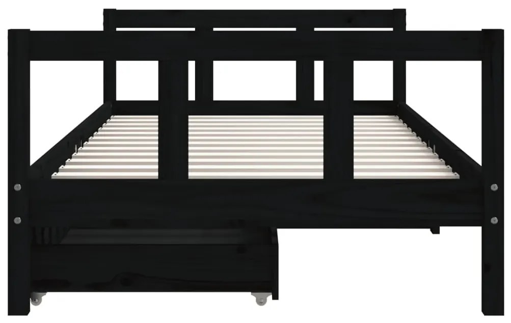 Estrutura cama infantil c/ gavetas 90x190 cm pinho maciço preto