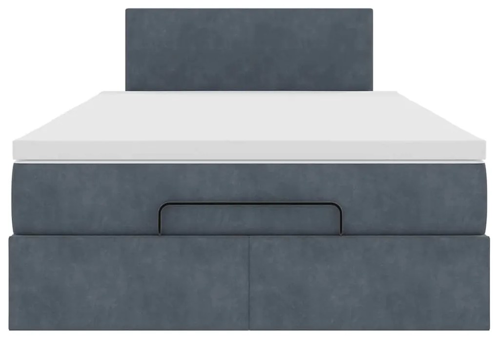 Estrutura de cama otomana com colchão cinza escuro veludo