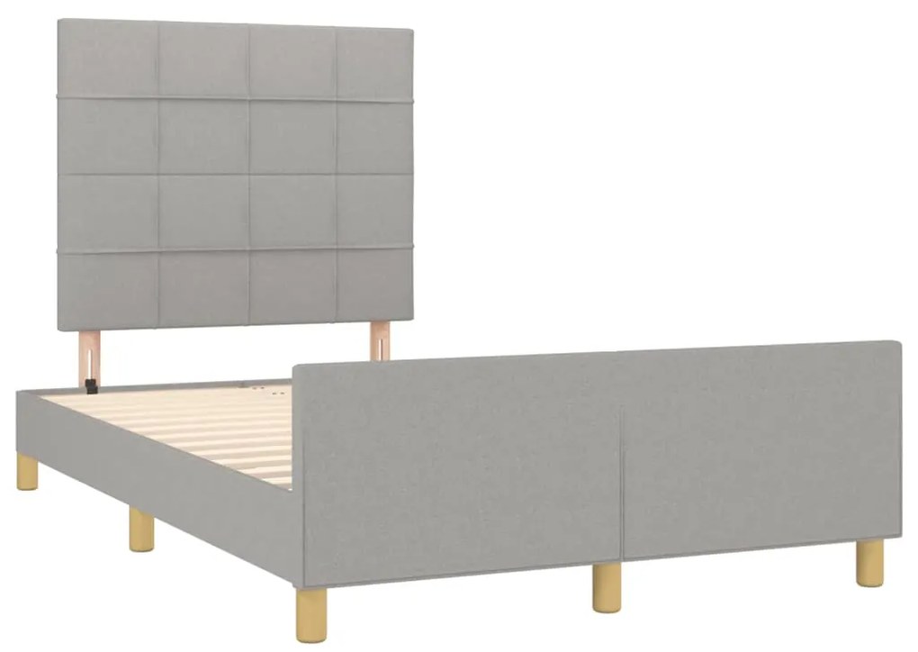 Estrutura de cama sem colchão cinza claro tecido