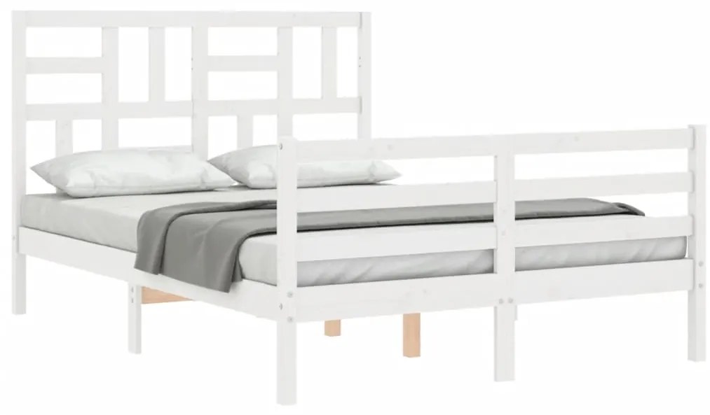 Estrutura de cama com cabeceira 120x200cm madeira maciça branco