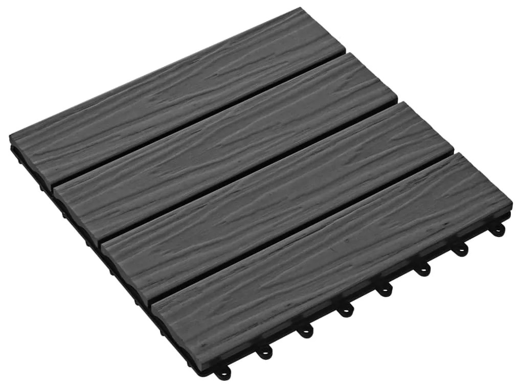 Ladrilho pavimento relevo profundo 11 pcs WPC 1m² preto