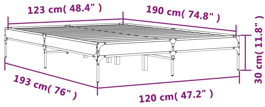 Estrutura cama 120x190 cm derivados de madeira/metal