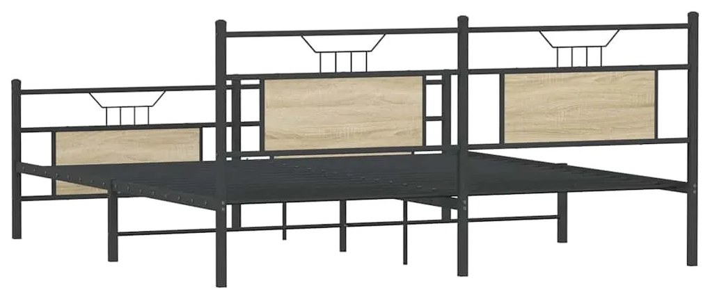 Estrutura de cama sem colchão 180x200cm metal carvalho sonoma