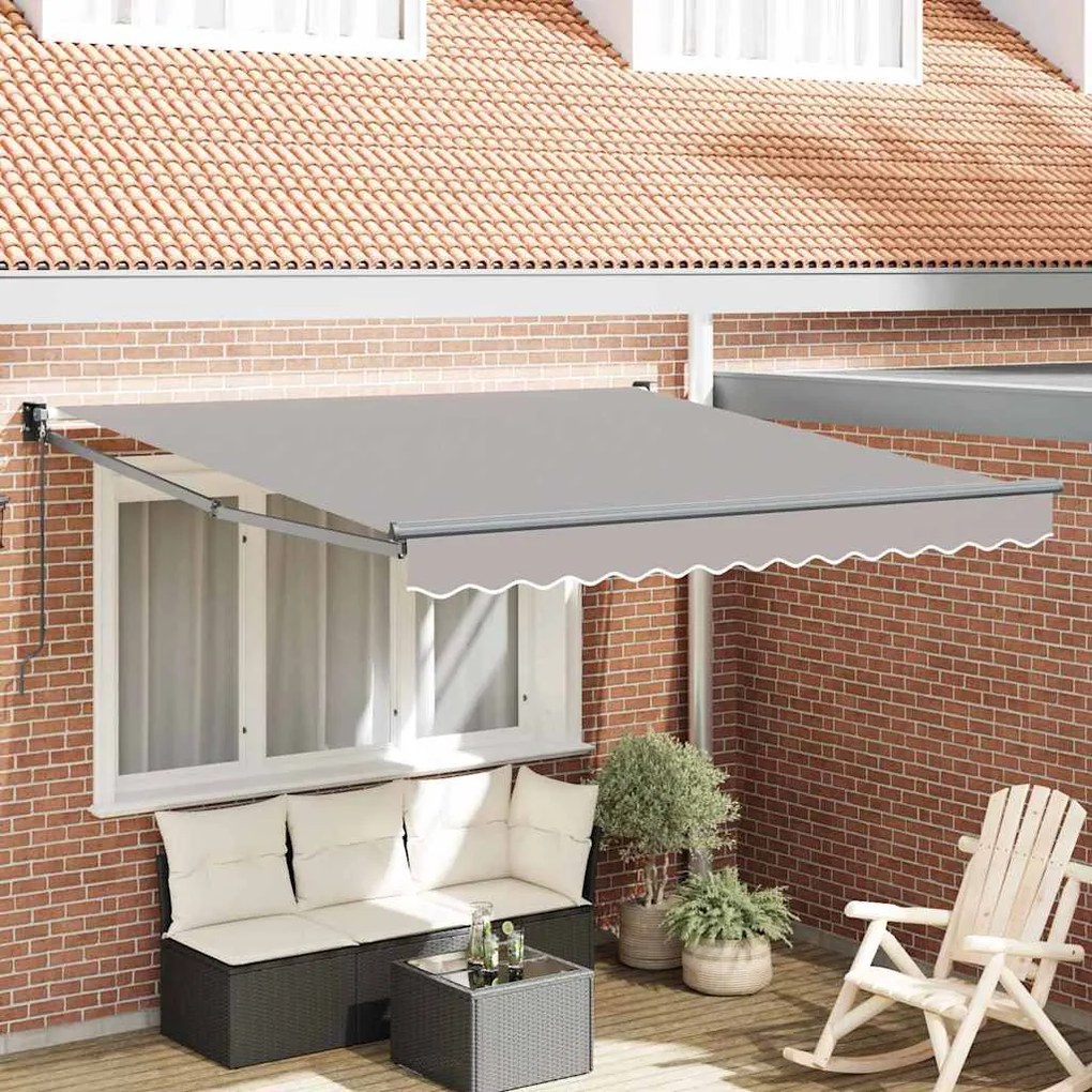 vidaXL Toldo Retrátil Cinzento-claro 350 x 250 cm Poliéster e Alumínio