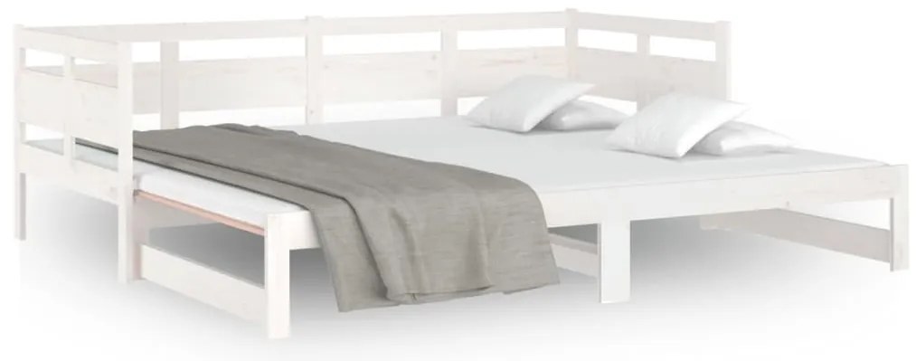 Estrutura sofá-cama de puxar 2x(80x200) cm pinho maciço branco