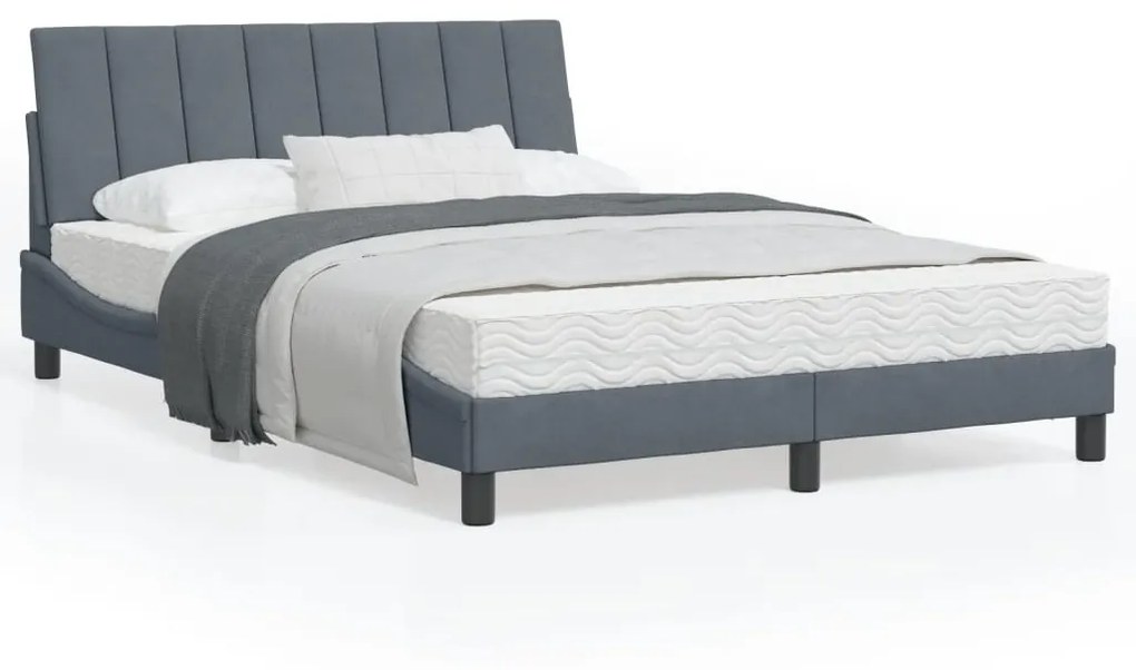 vidaXL Estrutura de cama c/ luzes LED 120x200cm veludo cinzento-escuro
