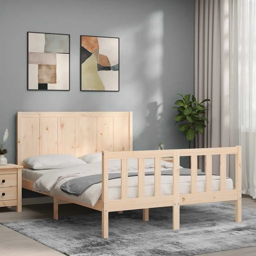 Estrutura de cama de casal c/ cabeceira madeira maciça