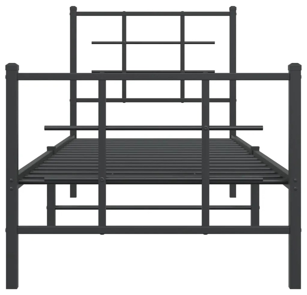 Estrutura de cama com cabeceira e pés 75x190 cm metal preto
