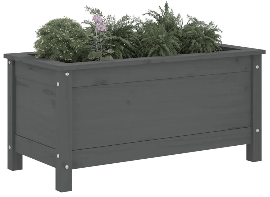 Vaso/floreira de jardim 82,5x40x39 cm pinho maciço cinzento