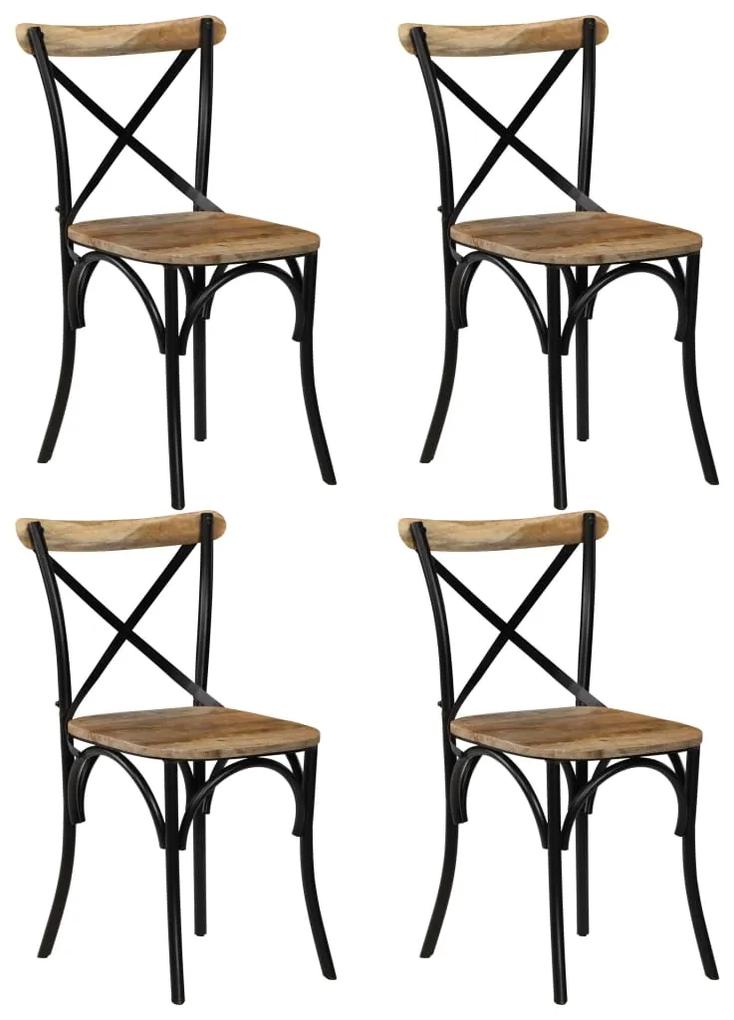 Cadeiras costas em cruz 4 pcs madeira mangueira maciça preto