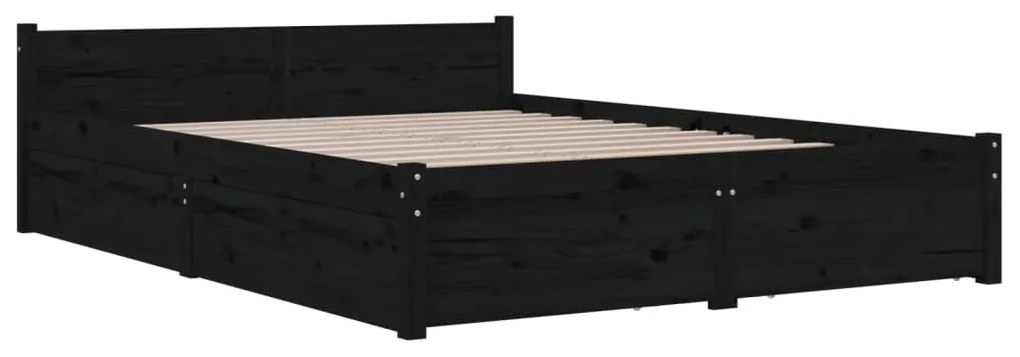 Estrutura de cama com gavetas 135x190 cm casal preto