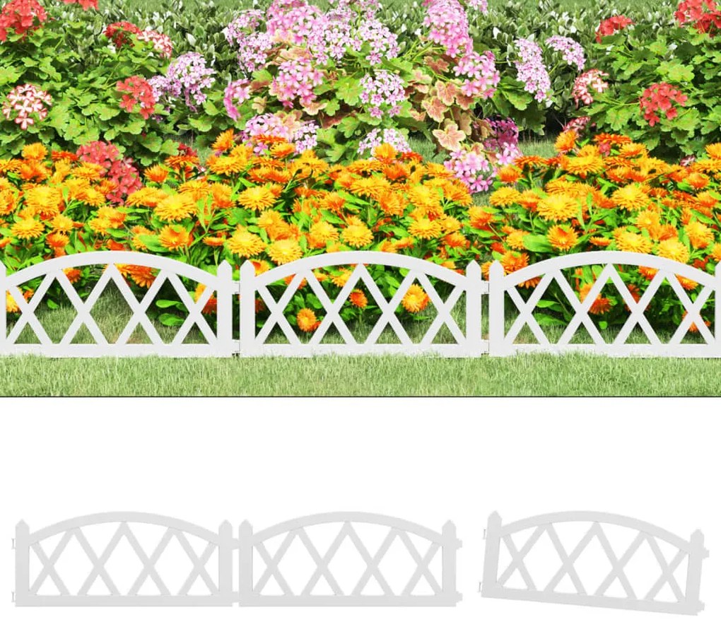 Bordas de relvado 17 pcs 10 m PP branco
