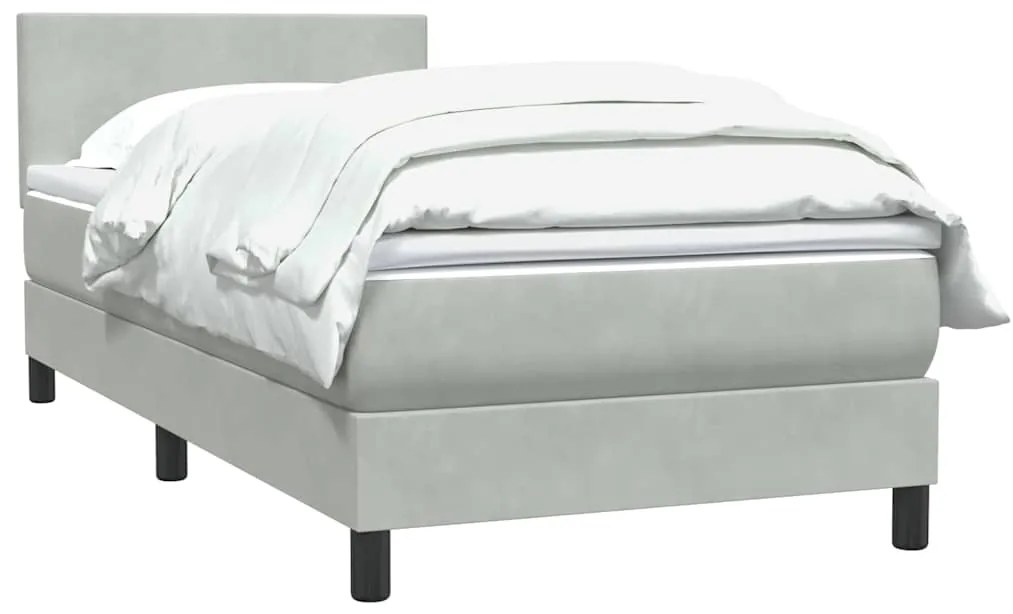 Cama com molas/colchão cinzento-claro 80x210 cm veludo