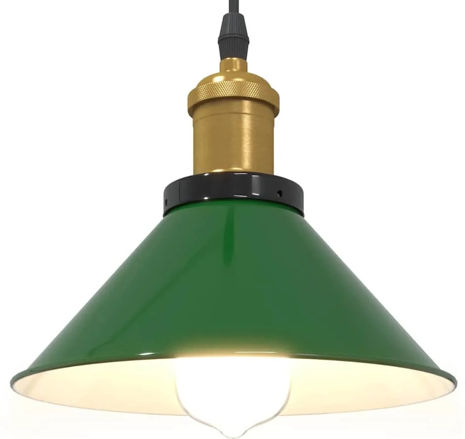 Candeeiro suspenso regulável altura E27 verde brilhante Ø22cm
