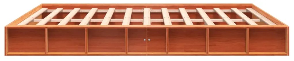 Cama sem colchão 200x200 cm pinho maciço castanho-mel