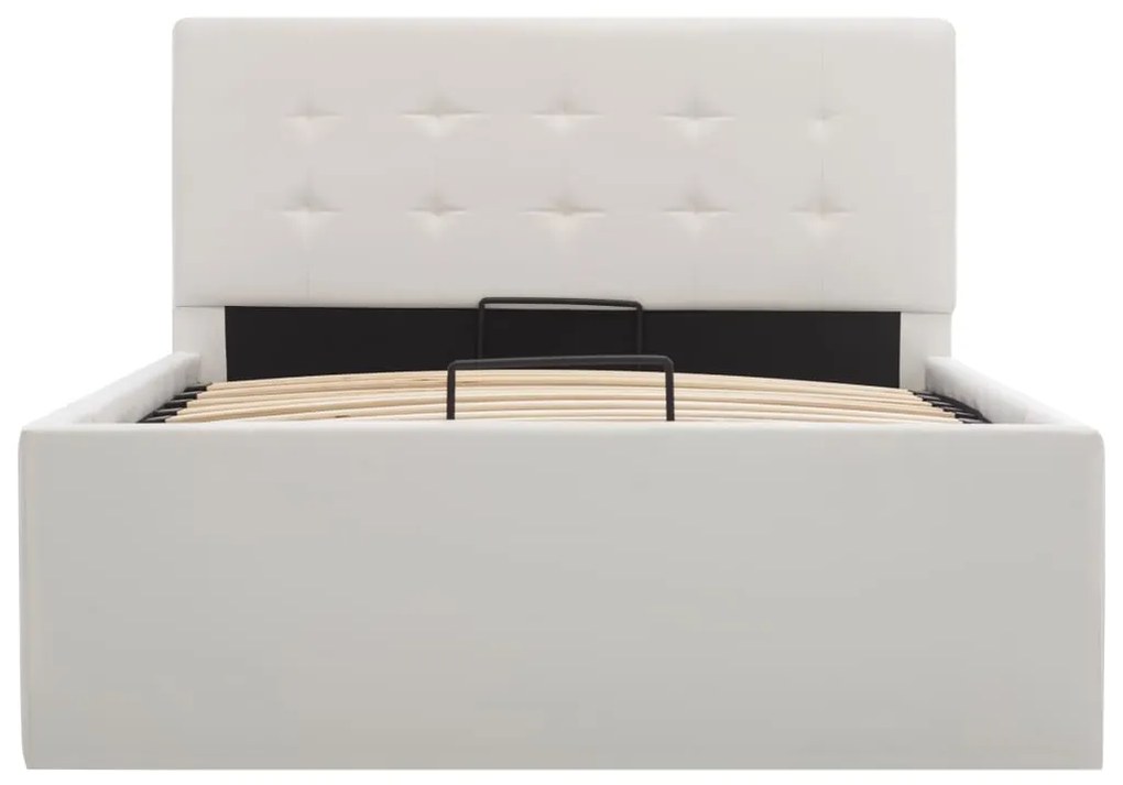 Cama hidráulica c/ arrumação 90x200cm couro artificial branco