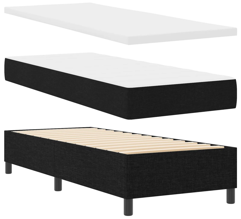 Cama Box com Colchão Preto 80x200 cm Tecido