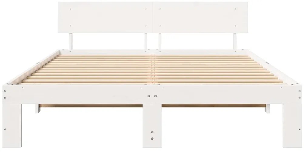 Estrado de Cama com Cabeceira Branco 160x200 cm Madeira de Pinho