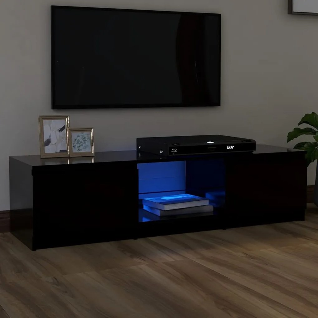 vidaXL Móvel de TV com luzes LED 140x40x36 cm preto