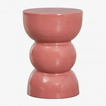 Mesa Auxiliar Redonda Ø35 Cm Em Dolomita Tiyi Terracota - Sklum
