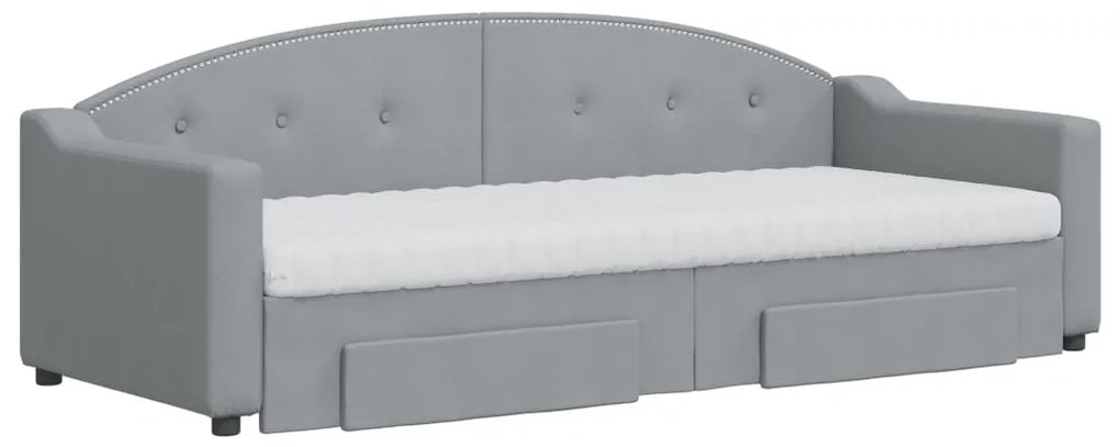 Sofá-cama c/ gavetão e gavetas 80x200 cm tecido cinzento-claro
