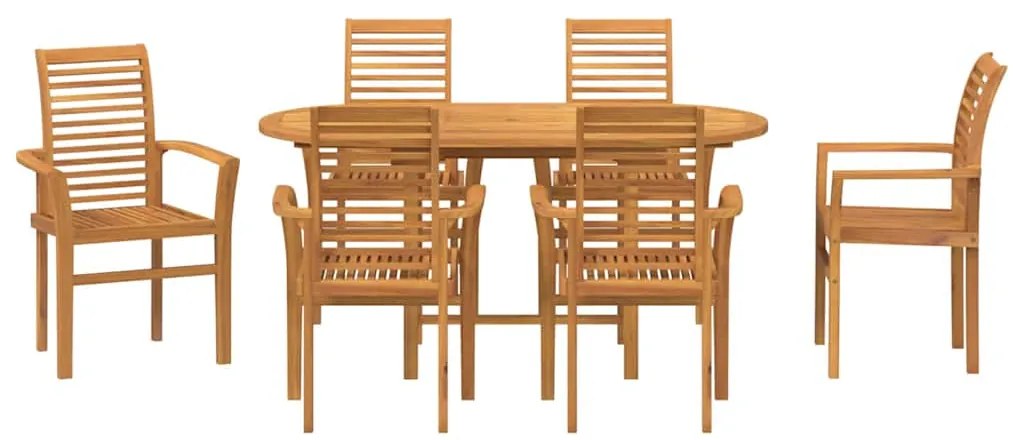 Conjunto de Jantar para Jardim com 7 Peças em Madeira Teak.