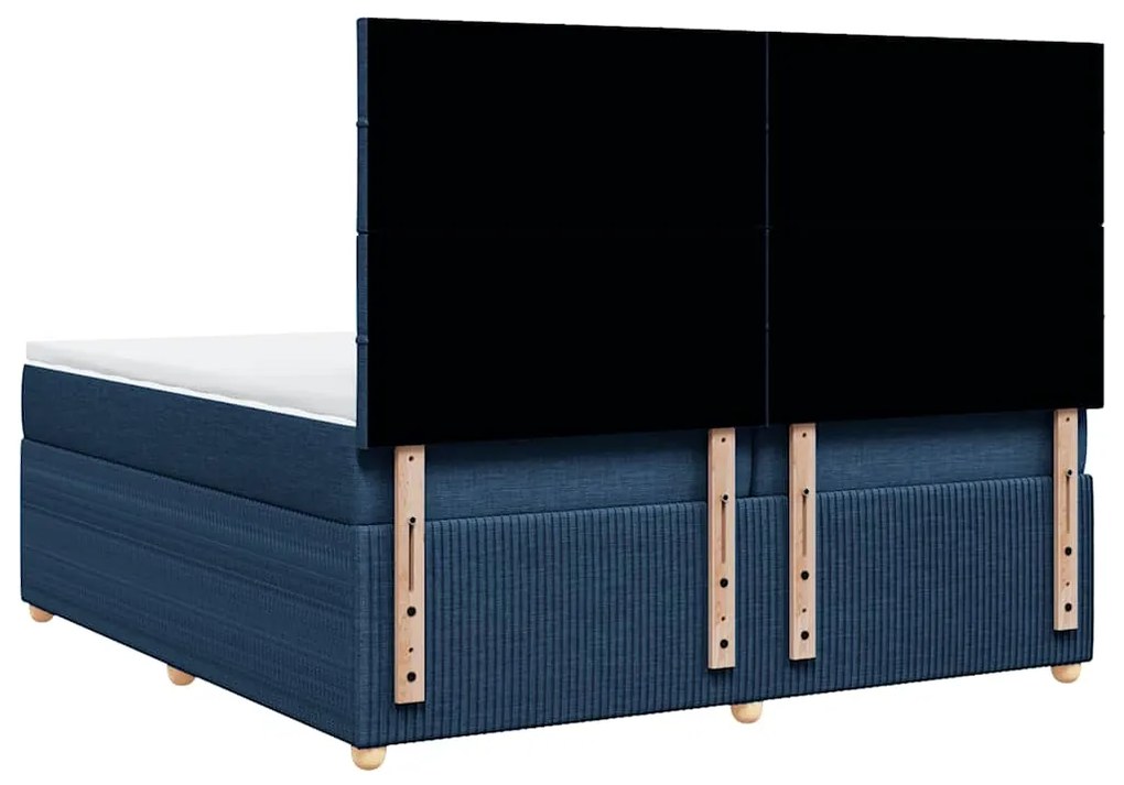 Cama com molas/colchão 200x200 cm tecido azul